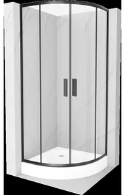 Mexen Rio polkruhová sprchová kabína 90 x 90 cm, transparentnéné, čierna + závesný bidet Rio, biela- 863-090-090-70-00-4710