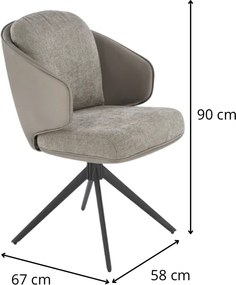 Otočné jedálenské kreslo K554 popolavo sivé