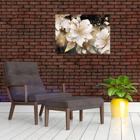 Obraz - Kvety v zlate (70x50 cm)