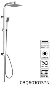 Mereo, Sprchová súprava Quatro - plastová hlavová sprcha a jednopolohová ručná sprcha, MER-CBQ60101SPN