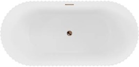 Mexen Paola, voľne stojaca vaňa, drážkovaná, 150 x 75 cm, biela matná, ružové zlato, 52721507501-60