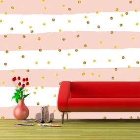 Sablio Tapeta Pruhy a zlaté bodky - 208x125 cm