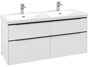 VILLEROY &amp; BOCH Subway 3.0 závesná skrinka pod dvojumývadlo, 4 zásuvky, s LED osvetlením, 1272 x 478 x 429 mm, Pure White, C568L1VF