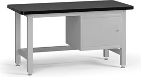 Pracovný stôl do dielne G4 so závesnou skrinkou na náradie, MDF + PVC doska, 1500 x 750 x 800 mm, sivá