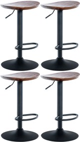 Design-Shop Barová stolička Skelde (SET 4 ks) - čierny rám, kov / masívne drevo - Orech