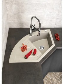 Sapho - Rohový kuchynský drez 114x57,5 cm granit/béžová