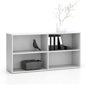 Kancelársky policový regál LAYERS, dlhý, 2 police, 1582 x 400 x 777, biela