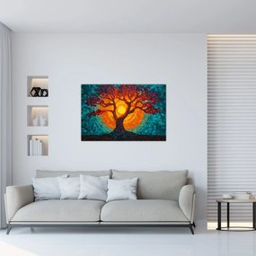 Obraz - Strom života a slnko v mozaike (90x60 cm)