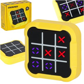 KIK Kolo krížov elektronická logická hra tic tac toe konzola prenosná žltá