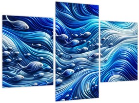 Obraz – Ryby vo vlnách (90x60 cm)
