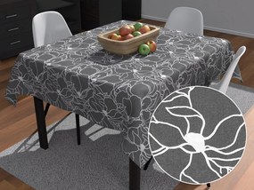 Biante Bavlnený štvorcový obrus Sandra SA-269 Biele designové kvety na sivom 90x90 cm