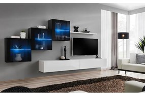 Obývacia stena Switch XIX Sklo +LED čierna/Biely