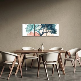 Obraz – Akvarelový strom plný života (s hodinami) (90x30 cm)