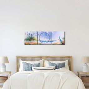 Obraz - Romantická pláž, olejomaľba (s hodinami) (90x30 cm)
