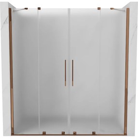 Mexen Velar Duo, posuvné sprchové dvere do otvoru 180 cm, 8mm sklo námraza, ružové zlato, 871-180-000-32-60