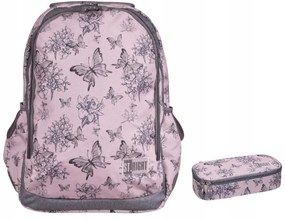St.RIGHT Školský set dvojkomorový batoh + puzdro Butterfly