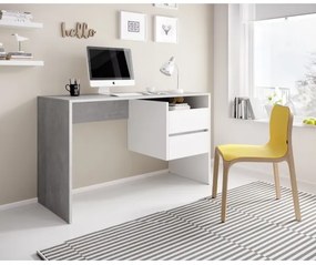 Písací stôl s zásuvkami MARLO – betónovo šedý/biely