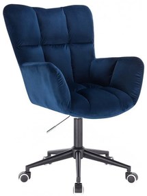 LuxuryForm DESIGN Otočné kreslo AURORA VELUR na čiernej podstave s kolieskami - modré