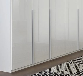 Šatníková skriňa New York D, 225 cm, biela/biely lesk