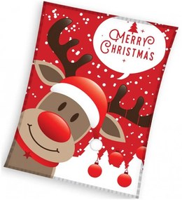 Veľká vianočná deka Sob Rudolf - coral fleece 240 gsm - 150 x 200 cm, 750g