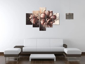 Gario Ručne maľovaný obraz Jemné Dálie - 5 dielny Rozmery: 100 x 70 cm