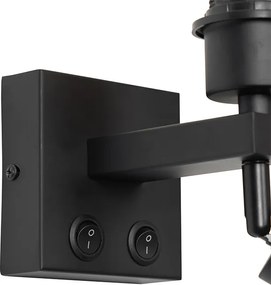 Moderná nástenná lampa čierna so svetlom na čítanie - Brescia