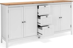 Široká úložná komoda Bergen, biela/dub artisan