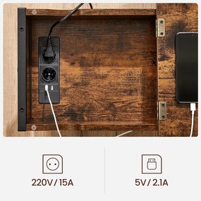 Odkladací stolík Vasagle Laurin s portami USB hnedý
