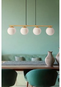 Závesné svietidlo so skleneným tienidlom v bielo-prírodnej farbe Carrine – Candellux Lighting