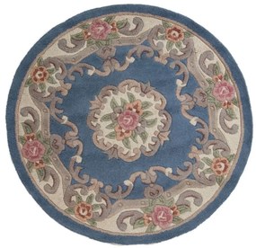 Flair Rugs koberce Ručne všívaný kusový koberec Lotus premium Blue kruh - 120x120 (priemer) kruh cm