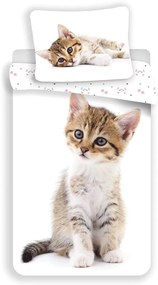 Biele bavlnené detské obliečky na jednolôžko 140x200 cm Kitten – Jerry Fabrics
