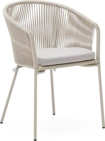 Krémovobiela kovová/polstrovaná záhradná stolička Yanet – Kave Home