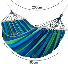 Modro zelená hojdacia sieť HAMARI pre 2 osoby 260x160 cm