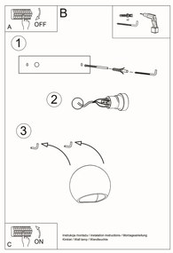 Nástenné svietidlo Globe, 1x biele keramické tienidlo, b