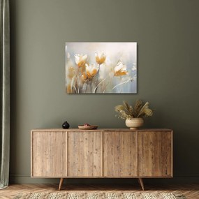 Sklenený obraz - Maľba tulipánov (70x50 cm)