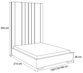 ČALÚNENÁ POSTEĽ CHARLOTTE 120x200 PANELOVÉ ČELO