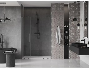 Mexen Velar Duo, posuvné sprchové dvere do otvoru 150 cm, 8mm číre sklo, brúsený grafit, 871-150-000-02-95