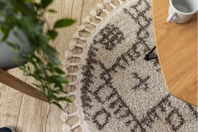 Dywany Łuszczów, Kusový koberec Berber Tanger B5940 cream and brown kruh, 120x120 (priemer) kruh, hnedá, obývacia izba