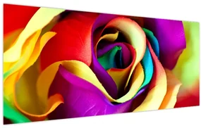 Obraz - Farebná ruža (120x50 cm)