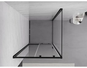 Mexen Exo, sprchovací kút s posuvnými dverami 95 x 95 cm, 6mm číre sklo, čierny profil, 8151-095-095-70-00