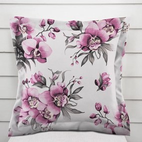 Biante Bavlnená obliečka na vankúš s lemom Sandra SA-623 Lila orchidey na bielom 40 x 60 cm
