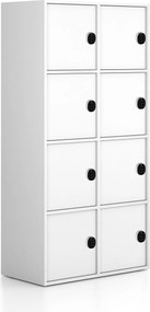 Kancelárska skriňa FRAME, 8x dvere, 872 x 450 x 1735 mm, kódový zámok, biela
