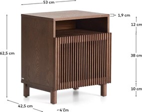 Tmavohnedý nočný stolík v dekore orecha s poličkami Beyla – Kave Home
