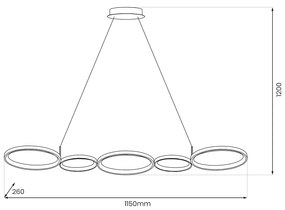 Závesné LED svietidlo Olympia, 5x LED 50w, 4000k, b