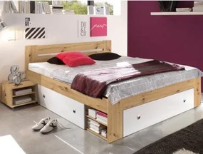 Posteľ s nočnými stolíkmi Stefan 140x200 cm, dub artisan/biela%