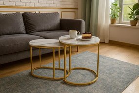 Sada 2 konferenčných stolíkov MILL biela FAT1466