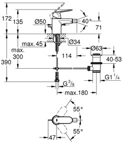 GROHE 32839000 - Bidetová batéria EUROSMART COSMOPOLITAN veľkosť S lesklý chróm