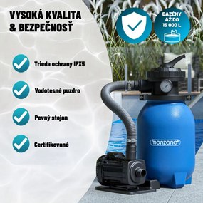 Piesková filtrácia k bazénu AQUA s filtračnými guľôčkami, 5 000 l/h, modrá Monzana