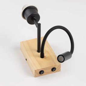 BRILAGI - LED nástenné svietidlo NUBILA WOOD 1xE27/25W/230V + LED/3W dub/čierna/žltá