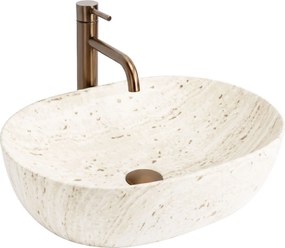 Rea Amelia Travertine, umývadlo na dosku 480x345x135 mm, imitácia kameňa, REA-U4210